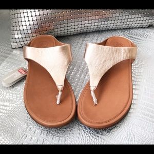 FITFLOP LEATHER ROSE GOLD BANDA SANDAL SIZE 6